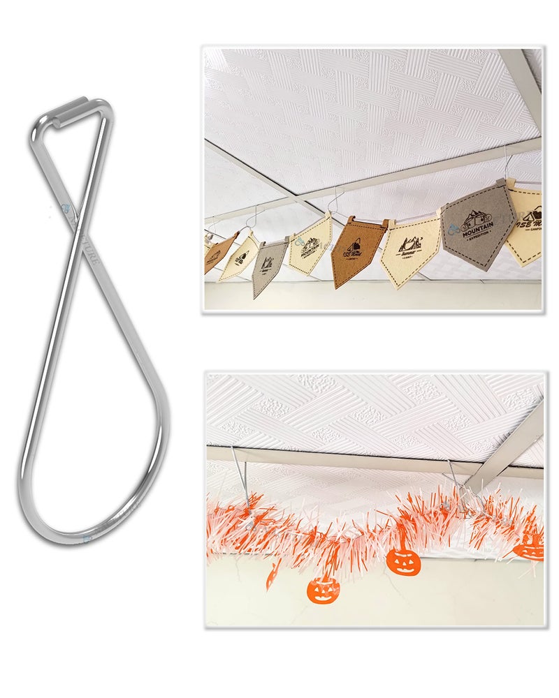 NACETURE Ceiling Hook Clips- 100 Pack Drop Ceiling Hanger Hooks Hanging on Suspended Ceiling Tile, Grid Clips Heavy Duty for Light Plant Office Home Stores Classroom and Wedding Decorations - Image 4