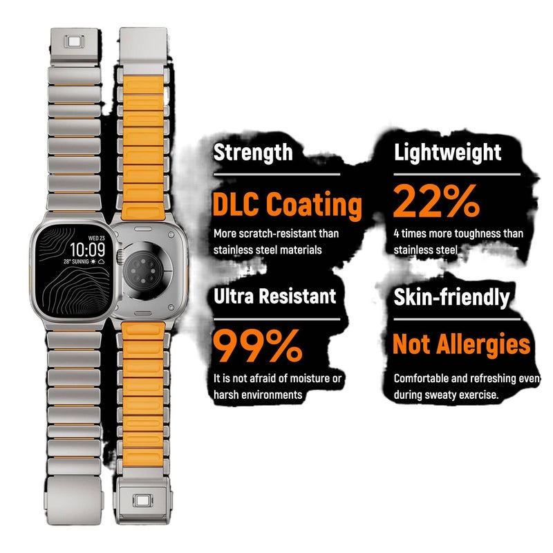 سوار ساعة ذكية سوار معدني من الستانلس ستيل متوافق باللون أسود قابل للتعديل مع Apple Watch 42/44/45/49mm بملاءمة قابلة للتعديل وحزام بديل بتصميم معدني أنيق - Image 3