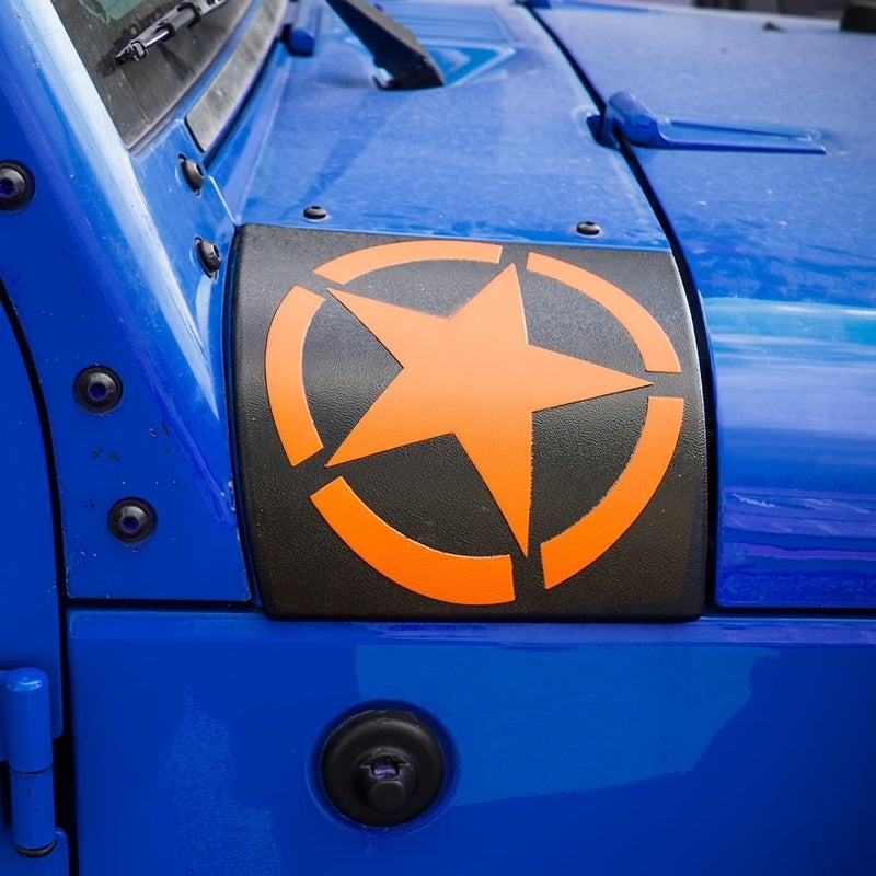 Front Red Five Pointed Star Logo Hood Wrap Angle Cover Compatible With Wrangler 2007 2008 2009 2010 2011 2012 2013 2014 2015 2016 2017 - Image 3