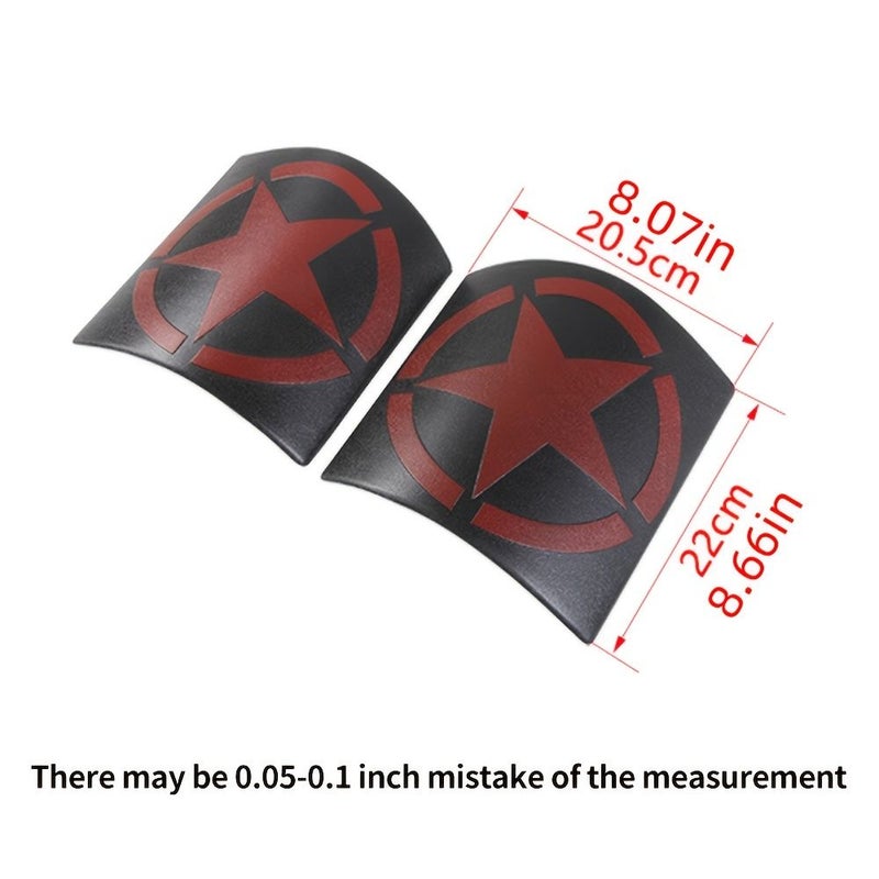 Front Red Five Pointed Star Logo Hood Wrap Angle Cover Compatible With Wrangler 2007 2008 2009 2010 2011 2012 2013 2014 2015 2016 2017 - Image 2