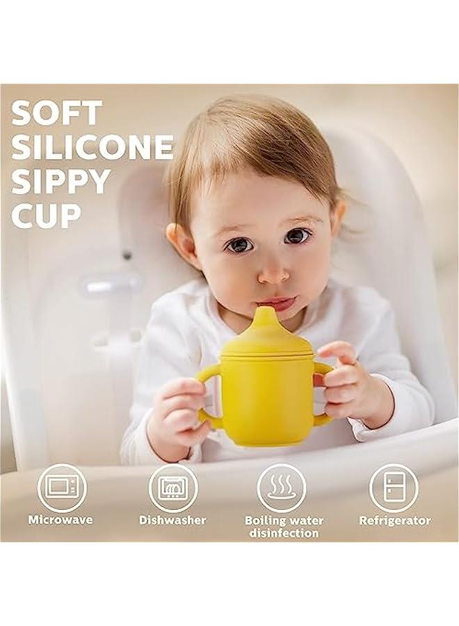 MOXO Silic Baby Sippy Cup with Handles Easy Grip Spout Lid for Toddlers Training Cup for 6 Months  2 - Image 5
