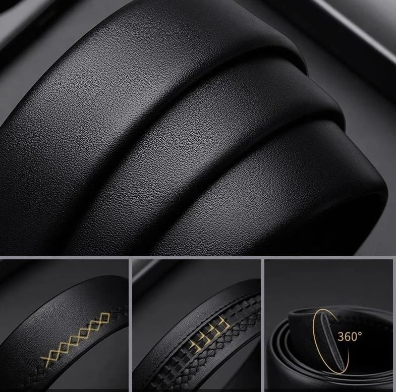 وليام بولو Luxury Italian Genuine Leather Men's 125 cm Black Belt