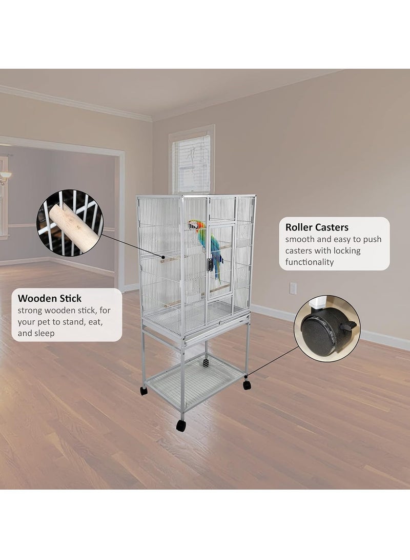 NNC PETS White Bird Cage - Strong Modern Cage for Parrots, Food Containers, and Entertainment, Beautiful Design, Easy to Assemble, Indoor Use (136 cm height) - Image 4