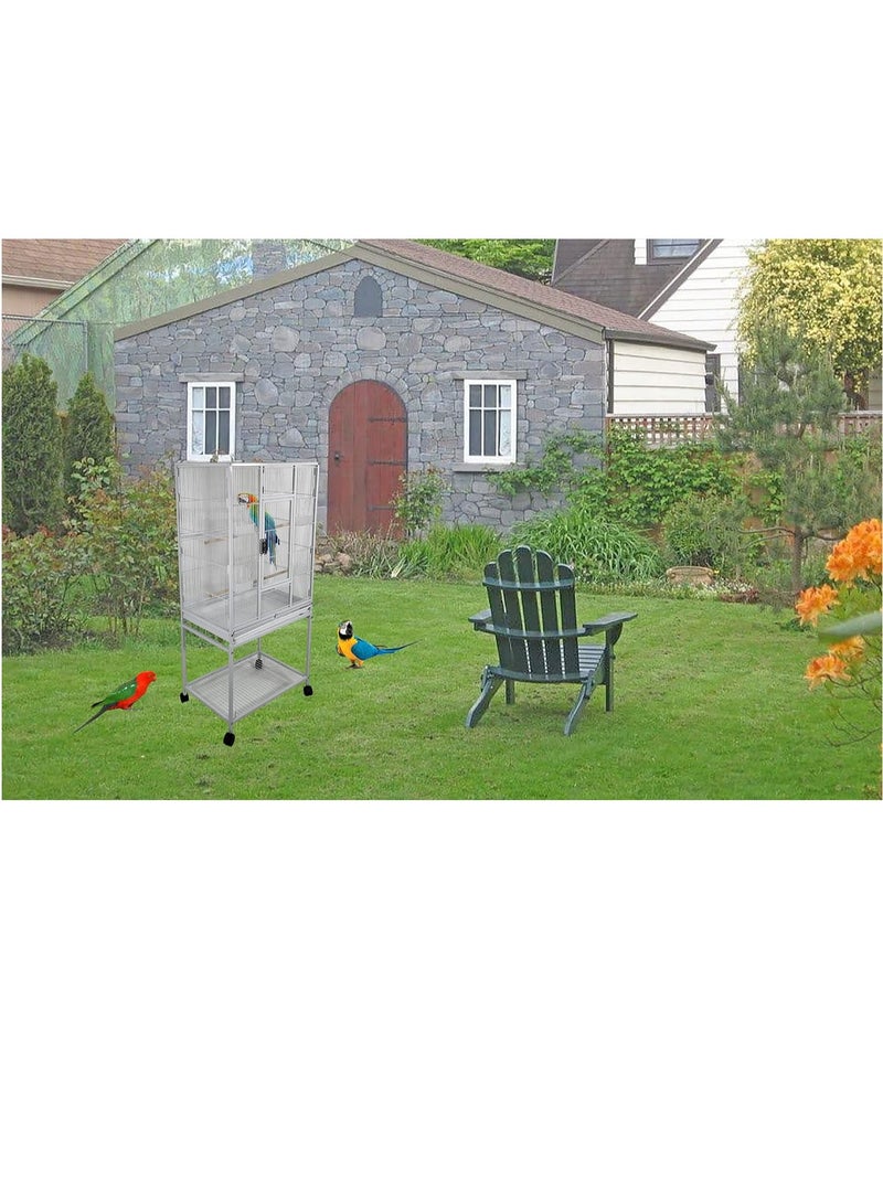 NNC PETS White Bird Cage - Strong Modern Cage for Parrots, Food Containers, and Entertainment, Beautiful Design, Easy to Assemble, Indoor Use (136 cm height) - Image 5