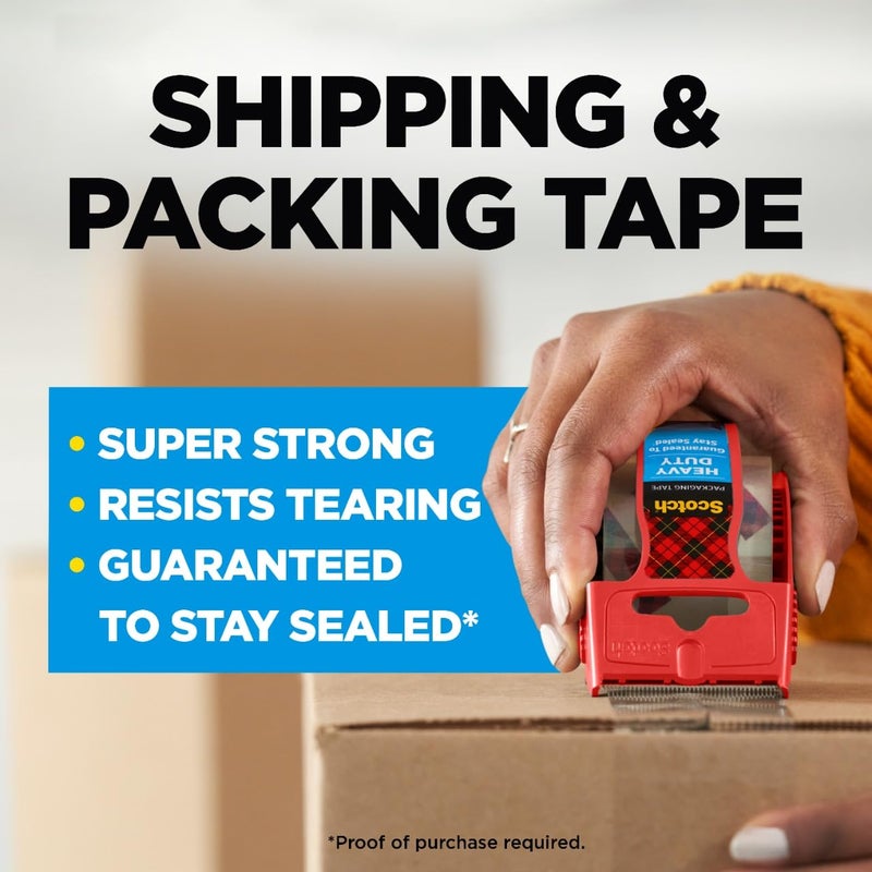Scotch  Scotch Heavy Duty Shipping and Moving Packing Tape, Clear, Packing and Moving Supplies, 1.88 in. x 27.7 yd., 1 Tape Roll with Dispenser  - Image 2
