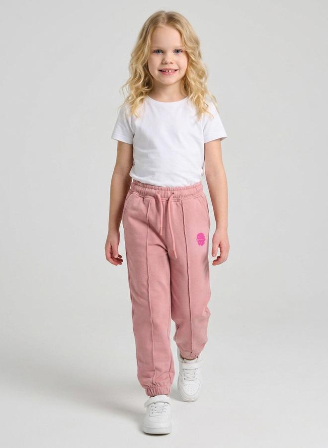 Take Two Girls Pink Pintuck Details Printed Joggers By Juniorloom - Image 4