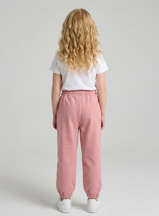 Take Two Girls Pink Pintuck Details Printed Joggers By Juniorloom - Image 3