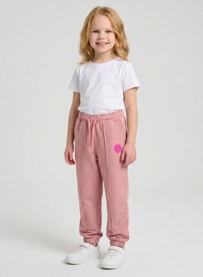 Take Two Girls Pink Pintuck Details Printed Joggers By Juniorloom - Image 2