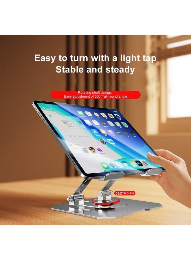 Lacoz 360° Rotating All-Metal Foldable Anti-Shake Mobile and Tablet Mount Holder Silver - Image 2