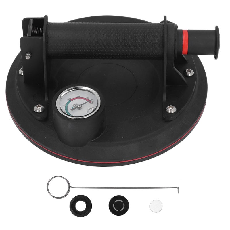Glass Suction Cup 8 Inch 440LBS Load Capacity Industrial Vacuum Plate Handle Glass Holder with Pressure Gauge - Image 1
