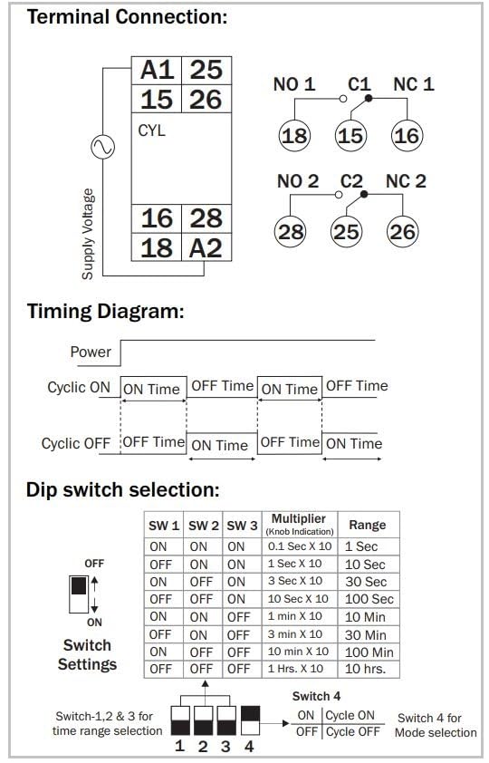 Multispan CYL22U Cycle Timer Universal Supply 12V to 240V DC 20V to 240V AC - Image 3