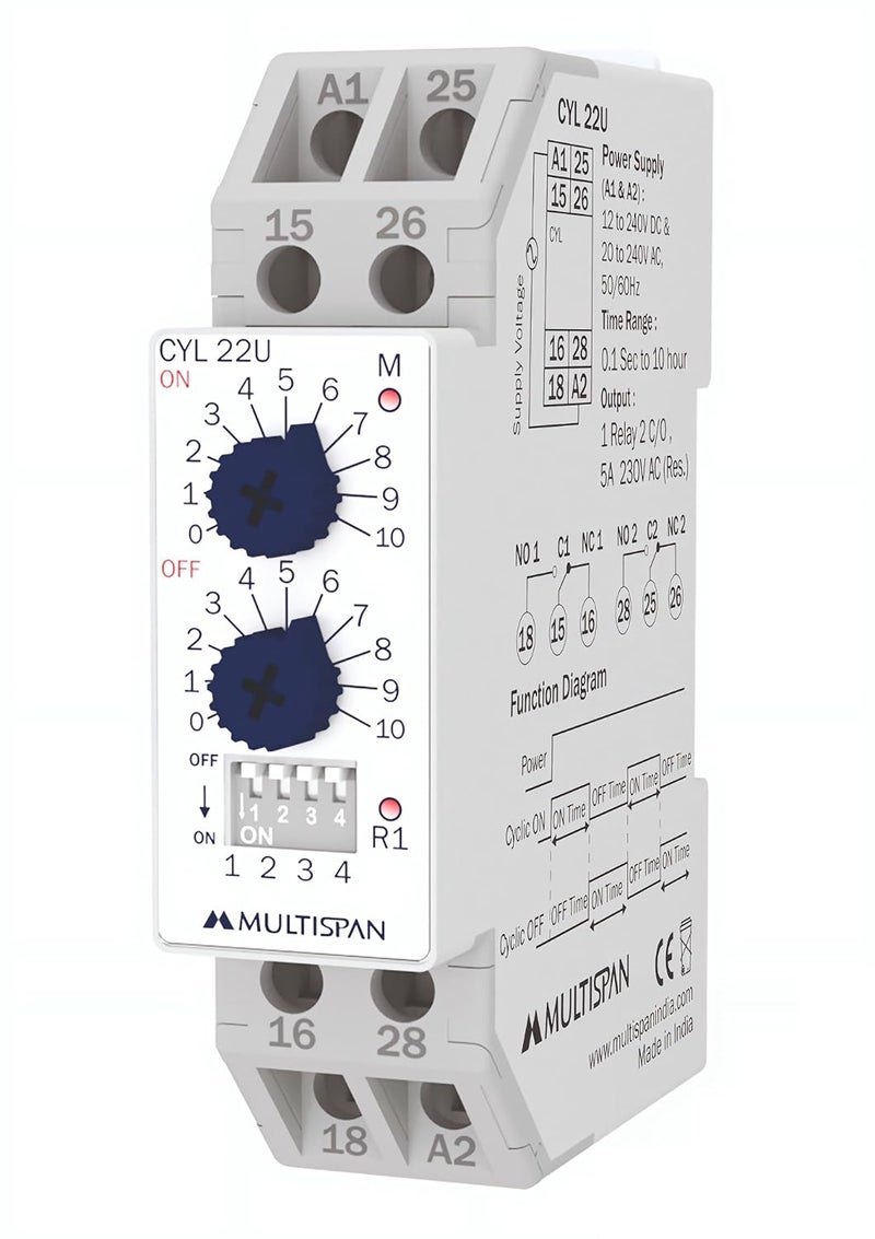Multispan CYL22U Cycle Timer Universal Supply 12V to 240V DC 20V to 240V AC - Image 1