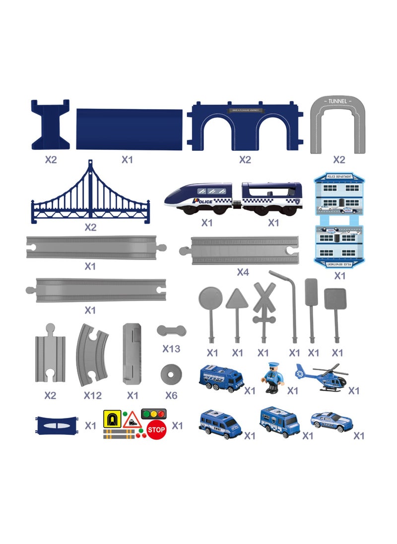 KASTWAVE - Electric Train Toys Sets for Boys, 66Pcs Battery Operated Train Set with Tracks Magnetic Connection, DIY Rail Car Children's Toys Puzzle Assembling Building Blocks Track Magnetic Train Theme Set - Image 1