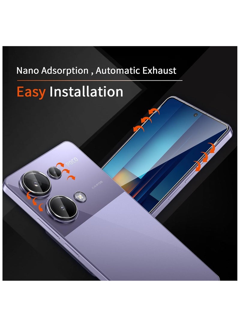 General Screen Protector Compatible with Xiaomi Poco M6 Pro 4G, [2 Pack] Tempered Glass + [2 Pack] Camera Lens Protector (Soft), Anti-Scratch Anti-Fingerprint 9H Hardness Tempered Glass  - Image 4