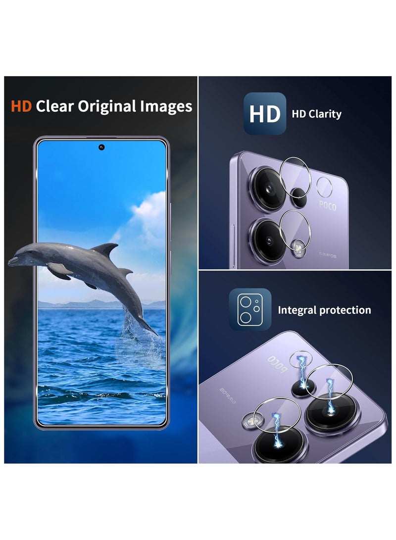General Screen Protector Compatible with Xiaomi Poco M6 Pro 4G, [2 Pack] Tempered Glass + [2 Pack] Camera Lens Protector (Soft), Anti-Scratch Anti-Fingerprint 9H Hardness Tempered Glass  - Image 5