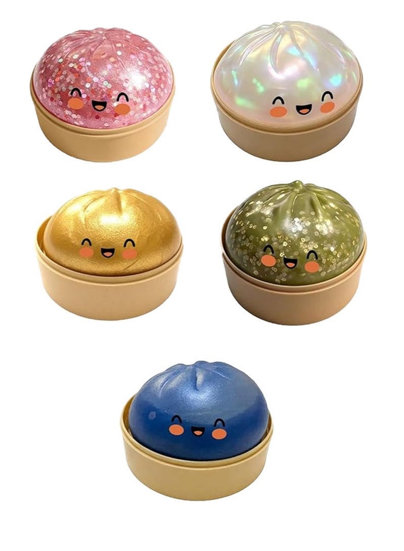 Dumpling squeeze toy - stress relief toy. 5 colors: shiny gold, shiny red, shiny white, shiny blue, shiny green. - Image 1