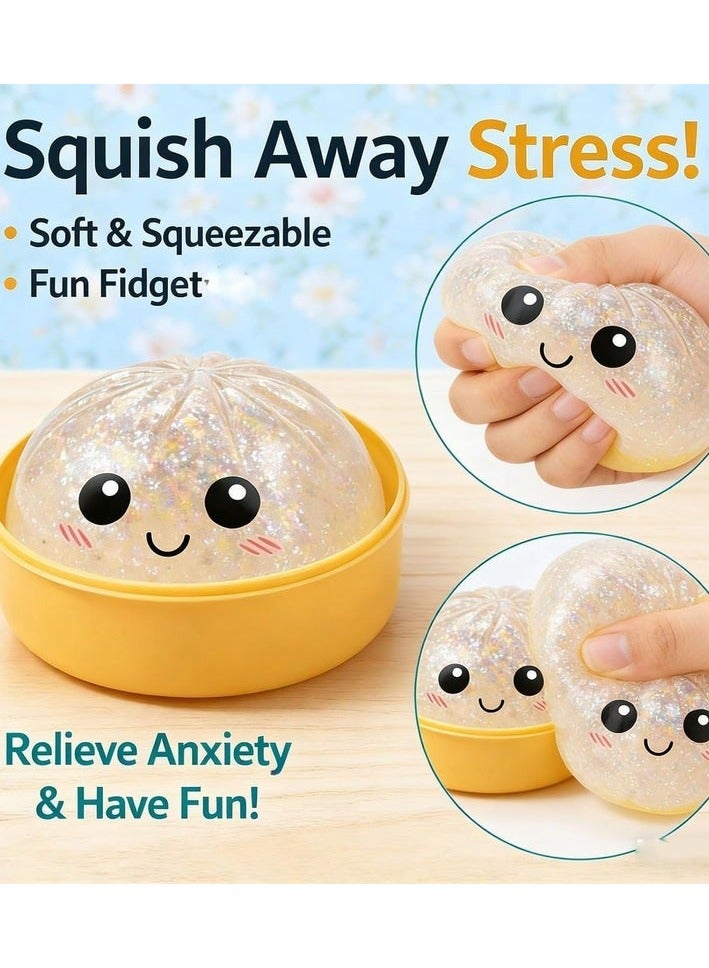 Dumpling squeeze toy - stress relief toy. 5 colors: shiny gold, shiny red, shiny white, shiny blue, shiny green. - Image 3