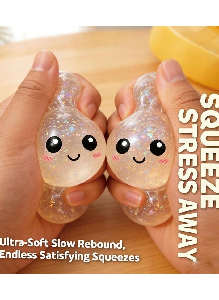 Dumpling squeeze toy - stress relief toy. 5 colors: shiny gold, shiny red, shiny white, shiny blue, shiny green. - Image 5
