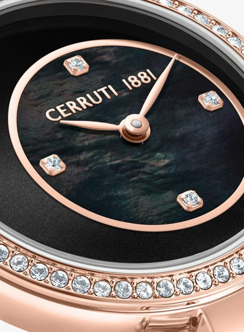 CERRUTI 1881  Cerruti 1881 Ladies Rose Gold Plated Black Sunray/Black Mother of Pearl Dial Watch for Women | Best Price UAE