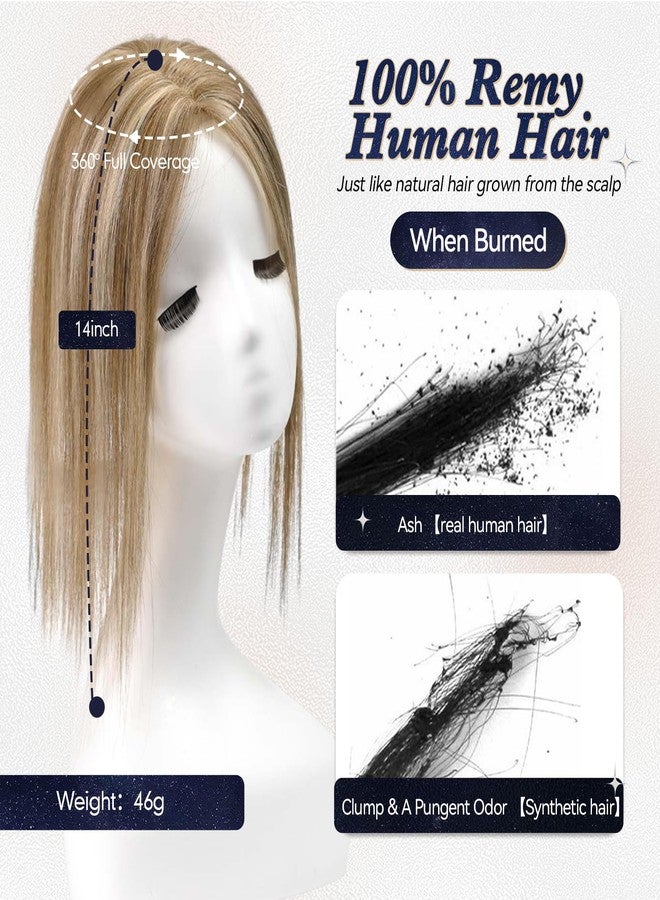 starluck Hair Toppers for Women Real Human Hair No Bangs, 100% Remy HumanHair Toppers for Women Hand-woven with Thinning,Cover Gray Roots,Adds Volume, Mixed Blonde And Brown - Image 2