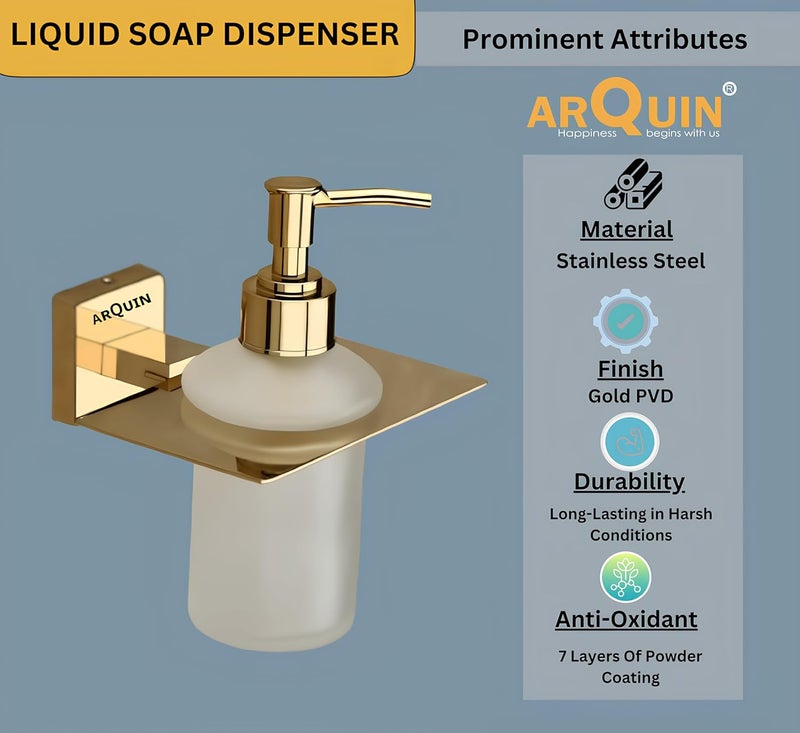 ARQUIN ARQUIN VITA 304 Grade Stainless Steel Liquid Soap DispenserSoap DispenserBathroom Accessories Gold Pack of 4  - Image 3
