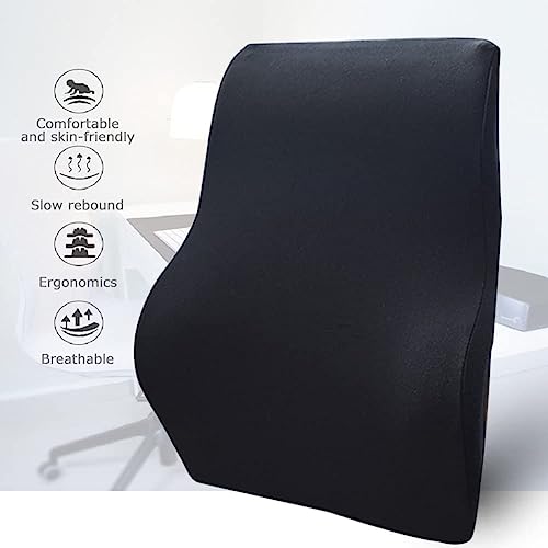 DEBIK® | Lumbar Support Pillow for Office Chair Car Back Support Pillow, Memory Foam Gaming Chair Desk Chair Back Cushion for Lower Back Pain Relief, Ergonomic Back Rest (Black) - Image 3