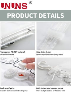 UNUNS Hanging Closet Organizer,4-Pack Hanging Vacuum Space Saver Bag  With Hangers,Vacuum Seal Storage Bag With Suction Pump,Space Bags Vacuum Bag For Sweater,Coat,Suit  - Image 4