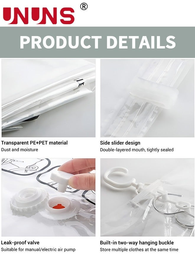 UNUNS Hanging Closet Organizer,4-Pack Hanging Vacuum Space Saver Bag  With Hangers,Vacuum Seal Storage Bag With Suction Pump,Space Bags Vacuum Bag For Sweater,Coat,Suit - Image 4