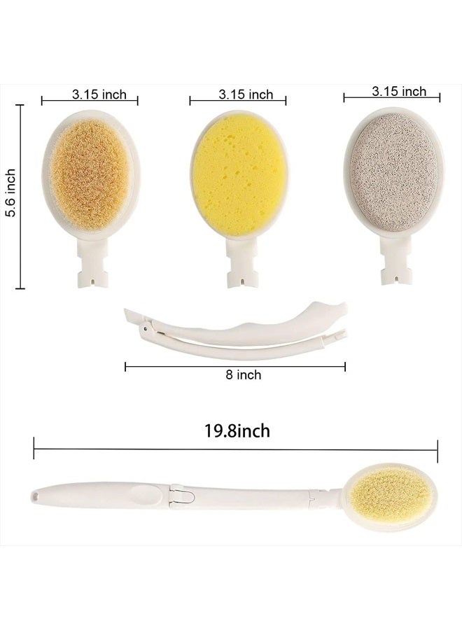 LFJ 3 in 1 Back Bath Brush Set for Shower, 19" Long Handle Body Brush, Bath Sponge and Pumice Gentle Exfoliation and Improved Skin Health, Suitable for Men and Women - Image 3