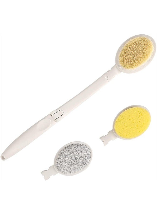 LFJ 3 in 1 Back Bath Brush Set for Shower, 19" Long Handle Body Brush, Bath Sponge and Pumice Gentle Exfoliation and Improved Skin Health, Suitable for Men and Women - Image 4