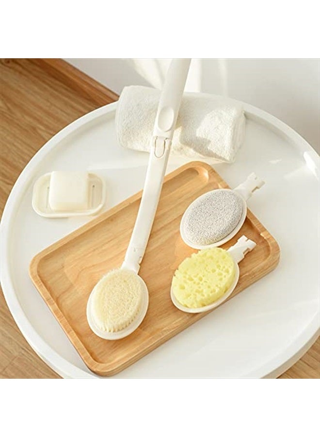 LFJ 3 in 1 Back Bath Brush Set for Shower, 19" Long Handle Body Brush, Bath Sponge and Pumice Gentle Exfoliation and Improved Skin Health, Suitable for Men and Women - Image 2