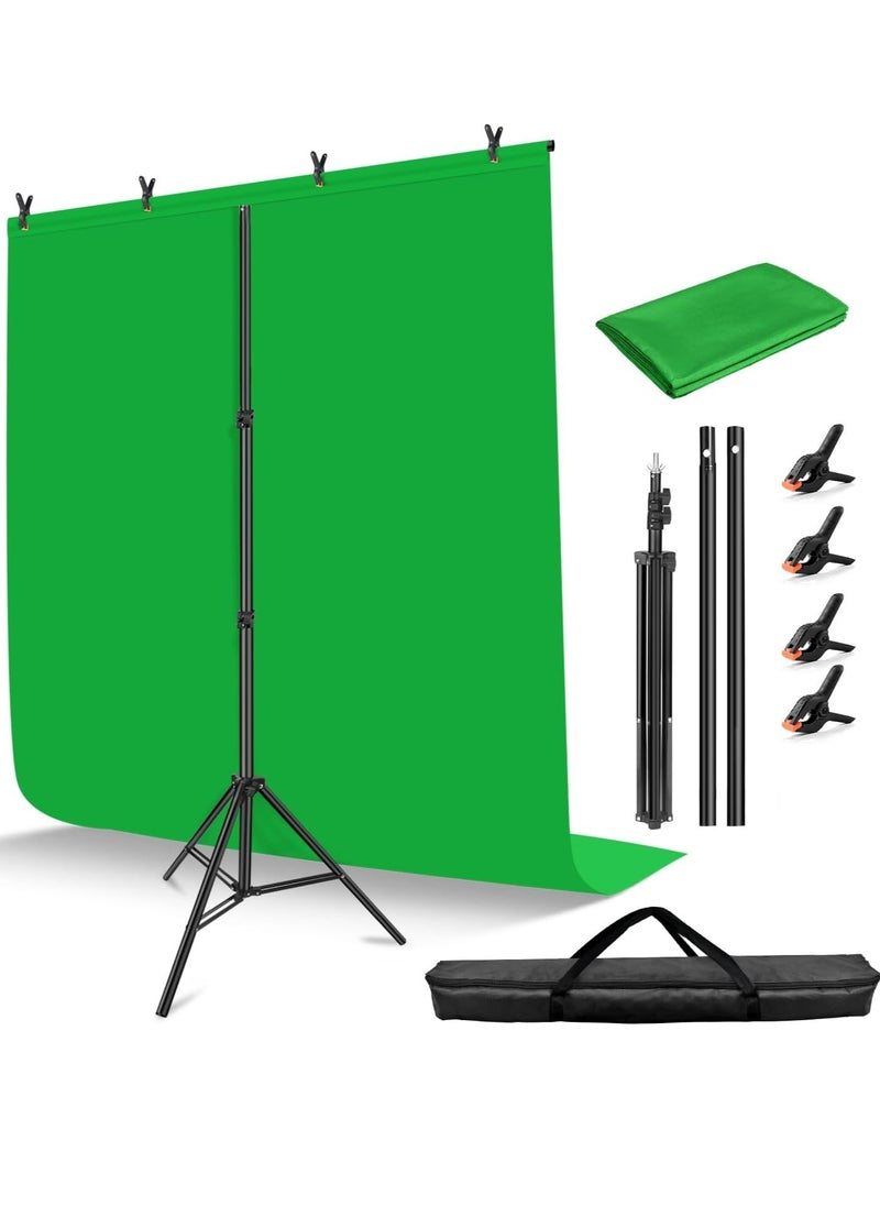 GUDOO Background for Photography Backdrop Kit with Stand 200 x 200 cm Portable Green Screen Backdrop with Stand kit Green Screen Background with Stand Carrying Bag Clamp for Streaming Video Zoom Green Screen Photo Background for Photography Studio  - Image 1