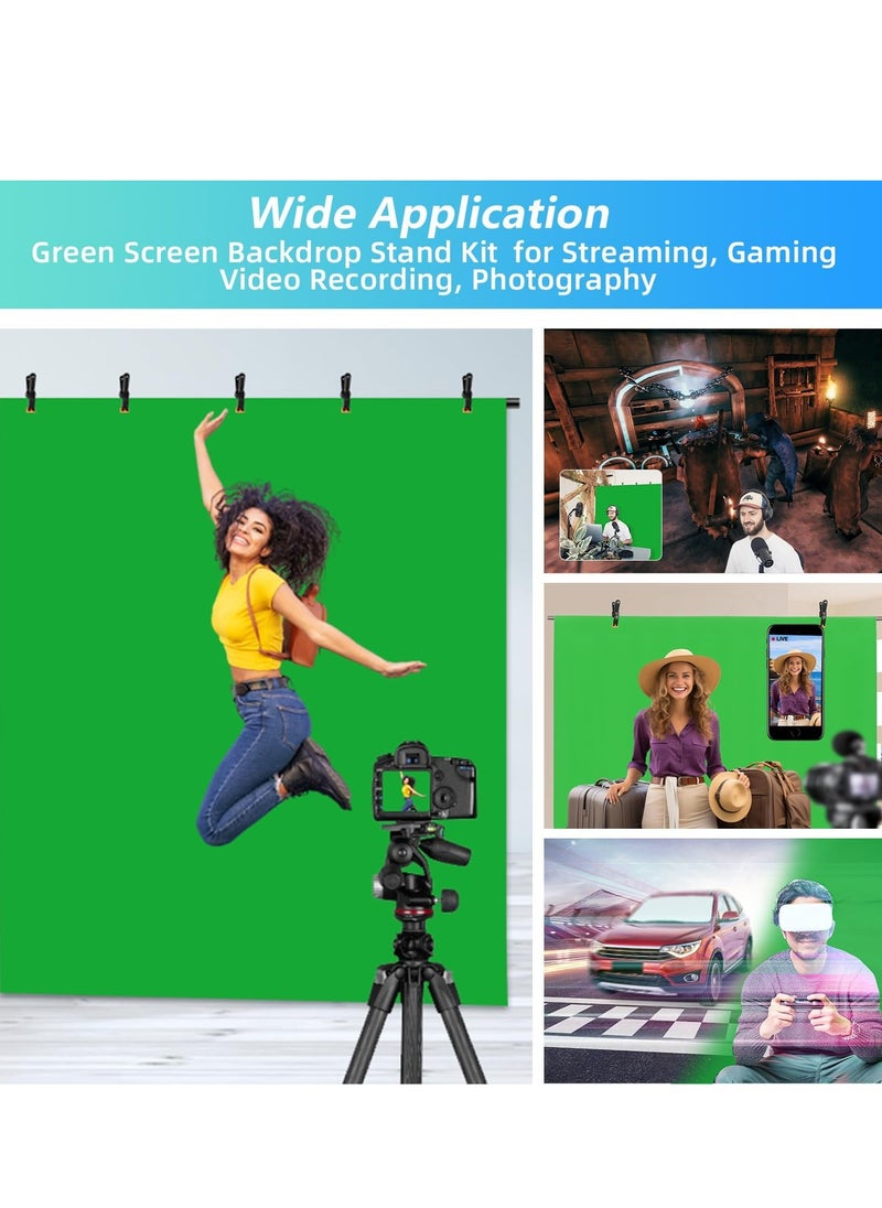 GUDOO Background for Photography Backdrop Kit with Stand 200 x 200 cm Portable Green Screen Backdrop with Stand kit Green Screen Background with Stand Carrying Bag Clamp for Streaming Video Zoom Green Screen Photo Background for Photography Studio  - Image 2