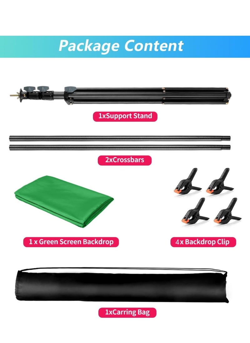 Background for Photography Backdrop Kit with Stand 200 x 200 cm Portable Green Screen Backdrop with Stand kit Green Screen Background with Stand Carrying Bag Clamp for Streaming Video Zoom Green Screen Photo Background for Photography Studio