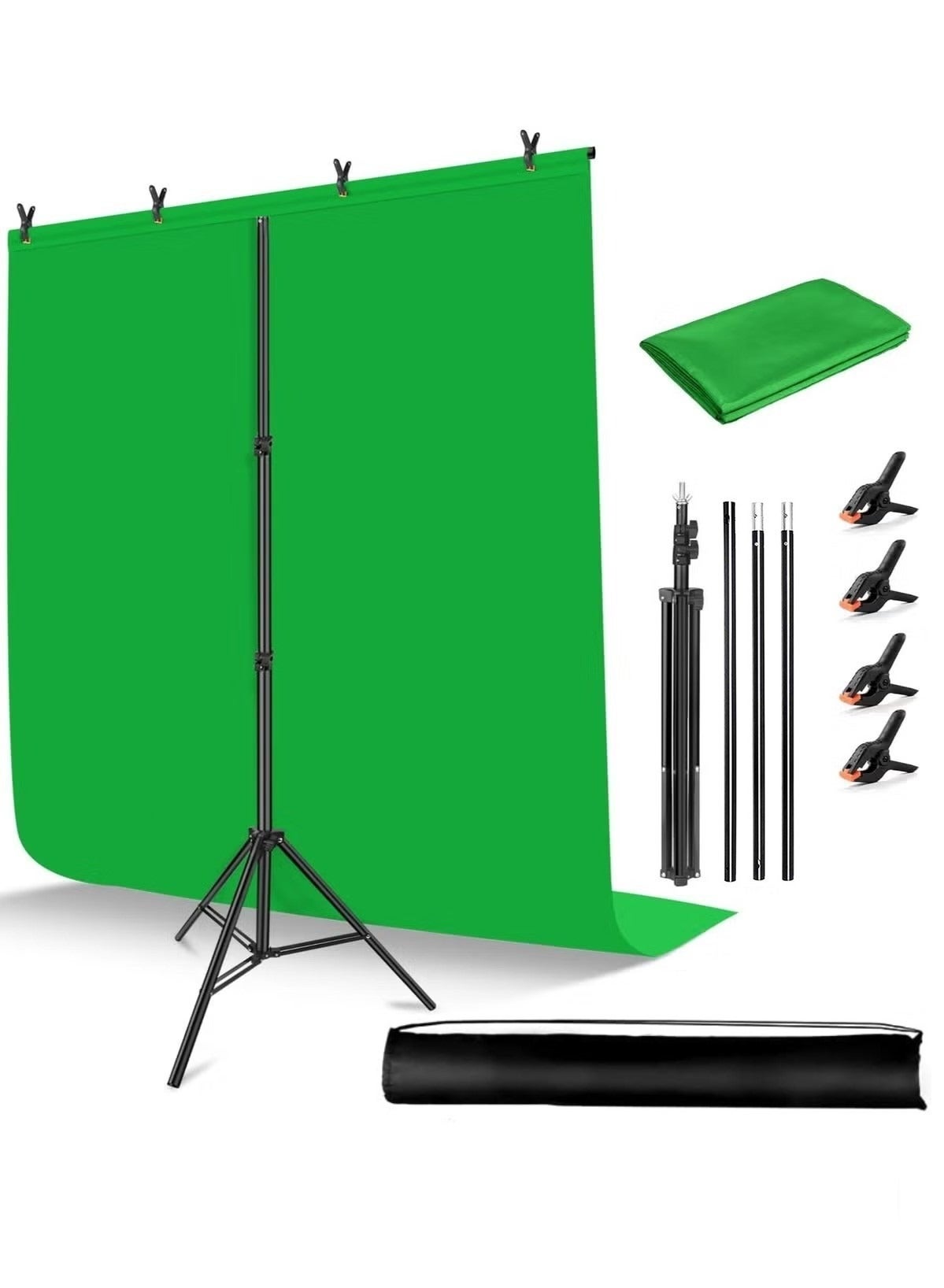Background for Photography Backdrop Kit with Stand 200 x 200 cm Portable Green Screen Backdrop with Stand kit Green Screen Background with Stand Carrying Bag Clamp for Streaming Video Zoom Green Screen Photo Background for Photography Studio