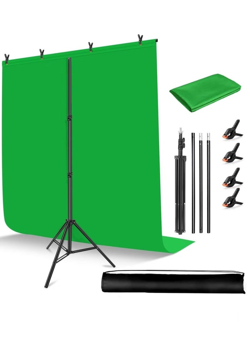 GUDOO Background for Photography Backdrop Kit with Stand 200 x 200 cm Portable Green Screen Backdrop with Stand kit Green Screen Background with Stand Carrying Bag Clamp for Streaming Video Zoom Green Screen Photo Background for Photography Studio - Image 1