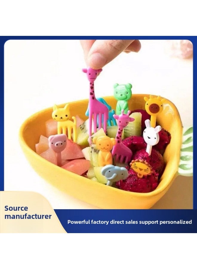 Children's Cartoon Fruit Fork Disposable Giraffe Animal Fork Suit Bento Sign Suit Anime Japanese Style Fruit Sign-Color:Opp Bag-Specifications: 10pcs  - Image 2