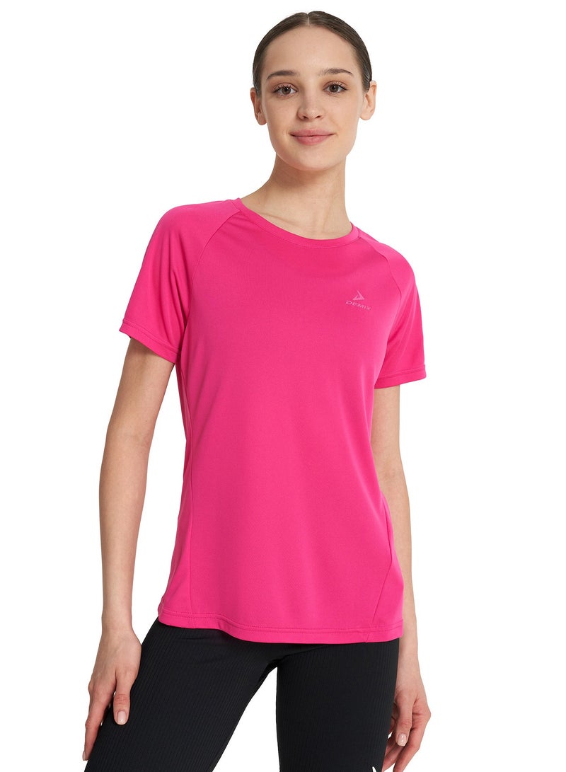 Demix Women's Sports Pink T-Shirt - Regular Fit, Breathable & Sweat-Wicking Gym Top for Yoga, Hiking, Running, and Training, Lightweight Activewear with Stretch Fabric  - Image 3