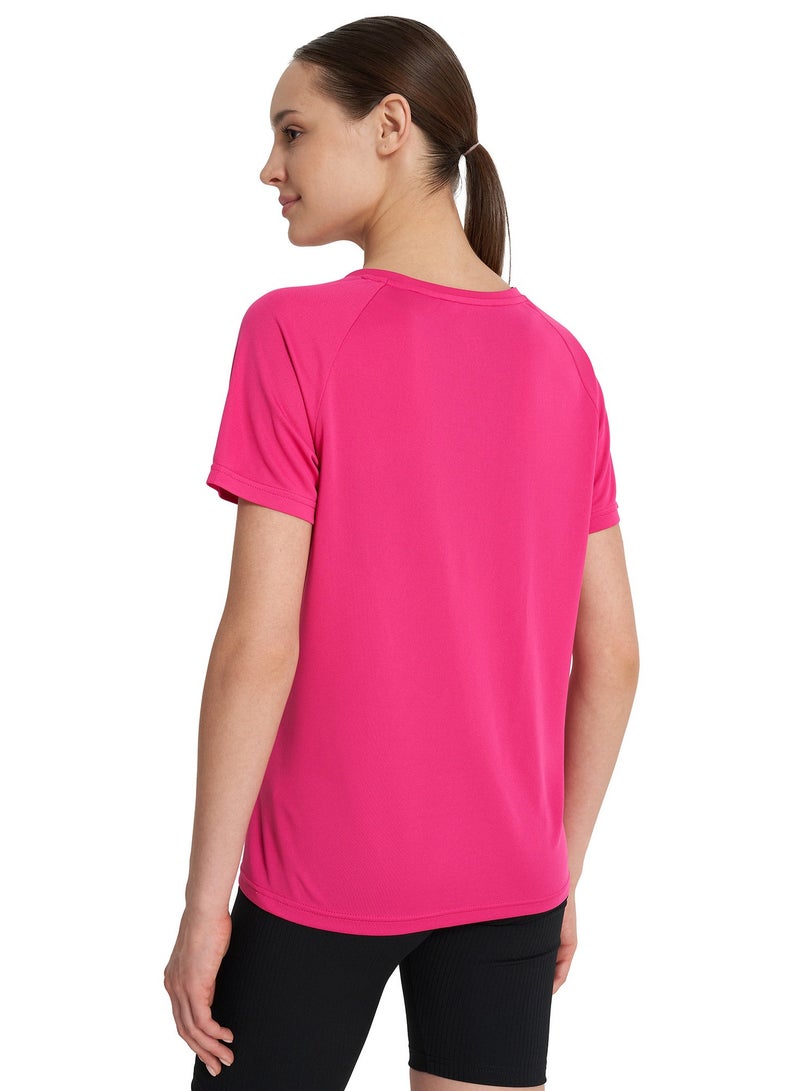 Demix Women's Sports Pink T-Shirt - Regular Fit, Breathable & Sweat-Wicking Gym Top for Yoga, Hiking, Running, and Training, Lightweight Activewear with Stretch Fabric  - Image 4