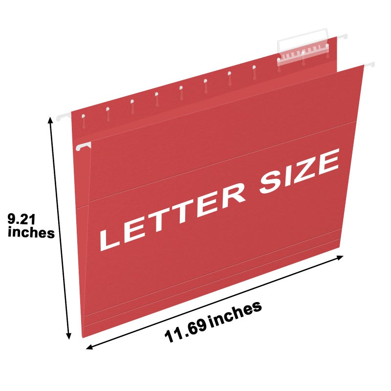 HERKKA Hanging File Folders, 30 Pack Reinforced Letter Size Hanging Folders, Designed for Bulky Files, Filing Cabinet, 1/5-Cut Adjustable Tabs (Red) - Image 2