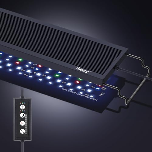 hygger Sun Moon LED Aquarium Light Full Spectrum Fish Tank Light DayNight Dual Timer Adjustable 6 Timer 10 Brightness 8 Colors for Planted Freshwater Tank 16W for 1218in Long Tank - Image 1