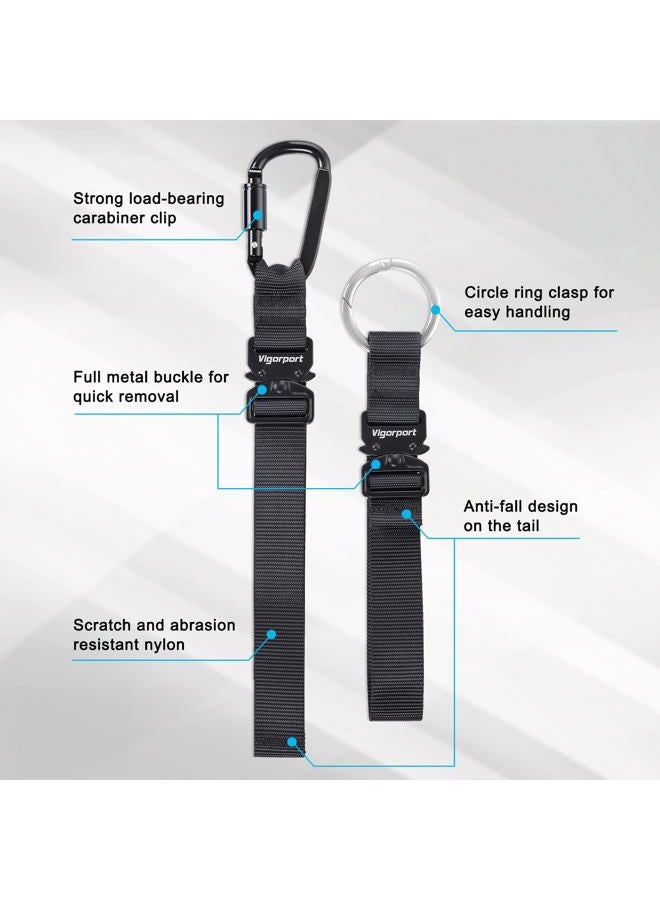 Vigorport 2 Pack Add A Bag Luggage Strap Jacket Gripper, Heavy Duty Luggage Belt for Carry on Bag with Metal Carabiner, Travel Suitcase Accessories, Easy to Carry Your Extra Bags (Black, 2 Clips) - Image 3