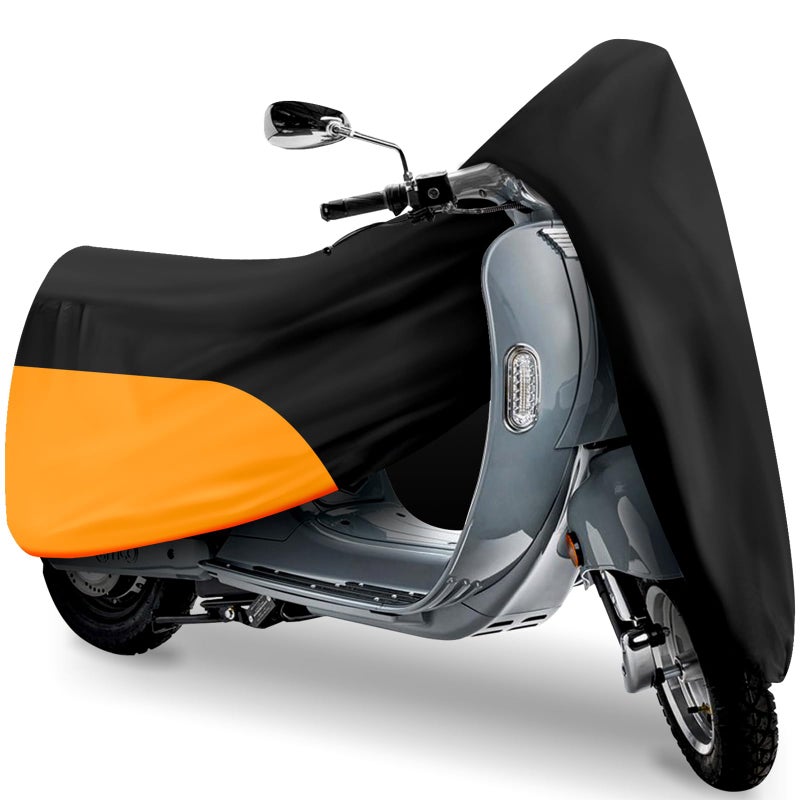TOKEPT Scooter Cover Waterproof Moped Vespa Cover Windproof UV Protection for 60 Long Yamaha Honda Ruckus Black Orange