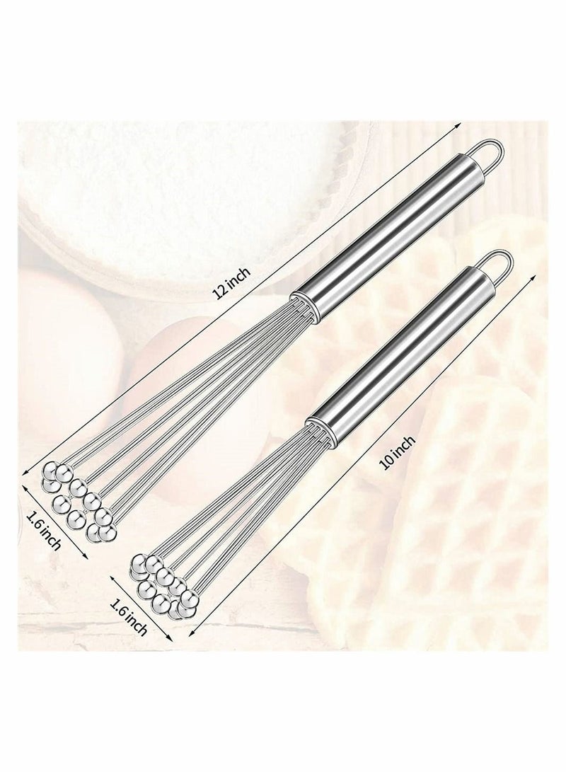 SYOSI 2 Pieces Stainless Steel Ball Whisk Wire Egg Whisk Set Kitchen Whisks for Cooking, Blending, Whisking, Beating, Stirring (10 Inch and 12 Inch) - Image 2