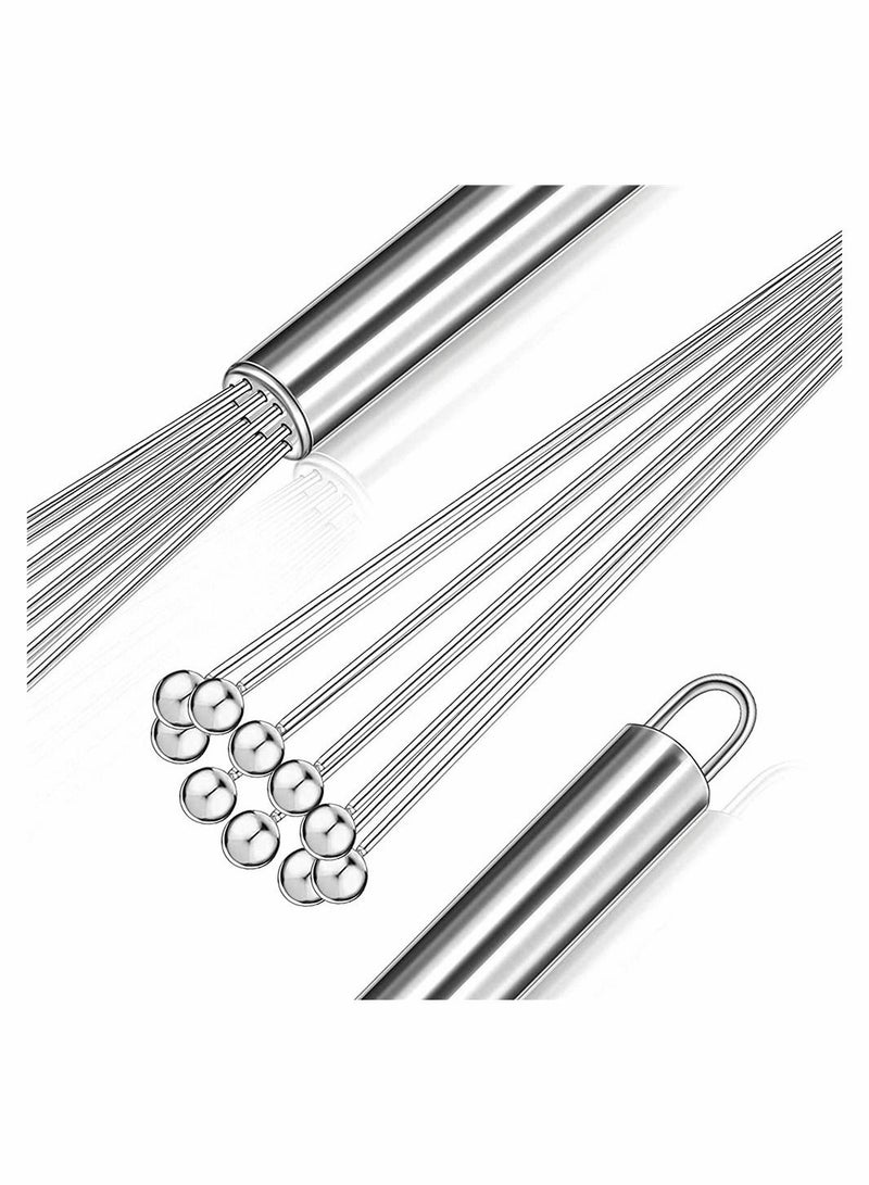 SYOSI 2 Pieces Stainless Steel Ball Whisk Wire Egg Whisk Set Kitchen Whisks for Cooking, Blending, Whisking, Beating, Stirring (10 Inch and 12 Inch) - Image 3