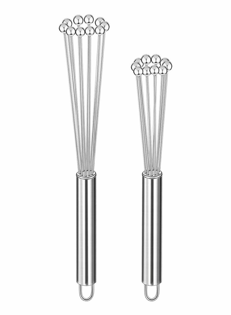 SYOSI 2 Pieces Stainless Steel Ball Whisk Wire Egg Whisk Set Kitchen Whisks for Cooking, Blending, Whisking, Beating, Stirring (10 Inch and 12 Inch) - Image 1