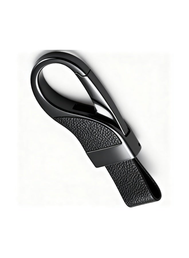 Car Keychain Made of high-Grade Fashionable and simple Leather, Key Organizers Lychee pattern (Black) - Image 3