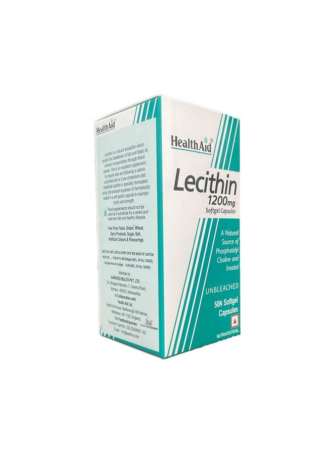 Health Aid HealthAid Lecithin 1200mg - 50 Softgel Capsules | Natural Lecithin Supplement | Supports Cognitive Function & Digestive Support | Non-GMO - Image 5