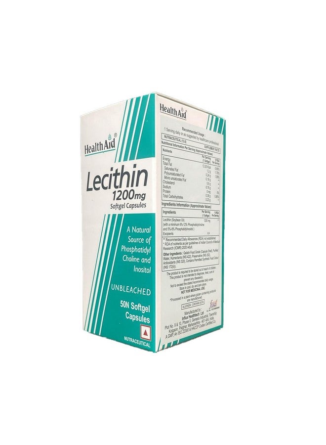 Health Aid HealthAid Lecithin 1200mg - 50 Softgel Capsules | Natural Lecithin Supplement | Supports Cognitive Function & Digestive Support | Non-GMO - Image 4