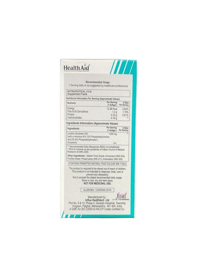 Health Aid HealthAid Lecithin 1200mg - 50 Softgel Capsules | Natural Lecithin Supplement | Supports Cognitive Function & Digestive Support | Non-GMO - Image 2